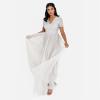 Maya Deluxe Robe de Soirée Femme Maxi, à Manches Courtes, Taille Empire, Robe Demoiselle d&rsquo;honneur, pour Bal, Mariages(Gris Clair)