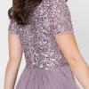 Maya Deluxe Robe de Soirée Femme Maxi, à Manches Courtes, Taille Empire, Robe Demoiselle d&rsquo;honneur, pour Bal, Mariages(Moody Lilac)