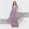Maya Deluxe Robe de Soirée Femme Maxi, à Manches Courtes, Taille Empire, Robe Demoiselle d&rsquo;honneur, pour Bal, Mariages(Moody Lilac)
