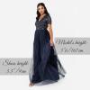 Maya Deluxe Robe de Soirée Femme Maxi, à Manches Courtes, Taille Empire, Robe Demoiselle d&rsquo;honneur, pour Bal, Mariages(Navy)
