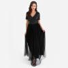 Maya Deluxe Robe de Soirée Femme Maxi, à Manches Courtes, Taille Empire, Robe Demoiselle d&rsquo;honneur, pour Bal, Mariages(Noir)