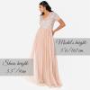 Maya Deluxe Robe de Soirée Femme Maxi, à Manches Courtes, Taille Empire, Robe Demoiselle d&rsquo;honneur, pour Bal, Mariages(Taupe)