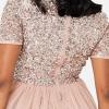 Maya Deluxe Robe de Soirée Femme Maxi, à Manches Courtes, Taille Empire, Robe Demoiselle d&rsquo;honneur, pour Bal, Mariages(Taupe Blush)