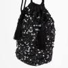 Maya Deluxe Womens Handbag Ladies Sequin Bag Bridesmaids Sparkling Drawstring Coin Purse Pouch for Evening Prom Party, Embrayage Femme, Noir, Taille Unique