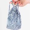 Maya Deluxe Womens Handbag Ladies Sequin Bag Bridesmaids Sparkling Drawstring Coin Purse Pouch for Evening Prom Party, Embrayage Femme(Vieux Bleu)
