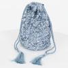 Maya Deluxe Womens Handbag Ladies Sequin Bag Bridesmaids Sparkling Drawstring Coin Purse Pouch for Evening Prom Party, Embrayage Femme(Vieux Bleu)