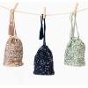 Maya Deluxe Womens Handbag Ladies Sequin Bag Bridesmaids Sparkling Drawstring Coin Purse Pouch for Evening Prom Party, Embrayage Femme(Vieux Bleu)