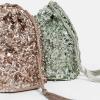 Maya Deluxe Womens Sequin Handbag Ladies Sequin Bag for Bridesmaids Sparkling Drawstring Coin Purse Pouch for Evening Prom Party, Embrayage aux femmes, Taupe Blush,(Taupe Blush)