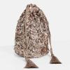 Maya Deluxe Womens Sequin Handbag Ladies Sequin Bag for Bridesmaids Sparkling Drawstring Coin Purse Pouch for Evening Prom Party, Embrayage aux femmes, Taupe Blush,(Taupe Blush)