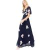 Maya Deluxe Womens Ladies Floral Embellished Short Sleeve Maxi Dress for Wedding Guest Bridesmaid Evening Prom Ball Robe Femme(Navy)