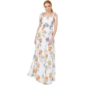 Anaya with Love Women&rsquo;s Maxi Dress Ladies Sleeveless Square Neck Bow Tie Straps A-Line Floral Shirred Back Bridesmaid Wedding Guest Prom Femme(Ivory Floral Print)