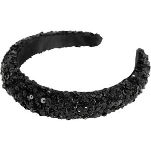 Maya Deluxe Womens Embellished Headband for Ladies Adults Sequin Alice Band Bridal Hair Accessories Bridesmaid Evening Formal, Bandeau aux femmes, Black, One Size