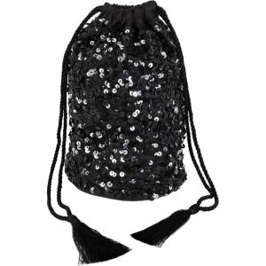 Maya Deluxe Womens Handbag Ladies Sequin Bag Bridesmaids Sparkling Drawstring Coin Purse Pouch for Evening Prom Party, Embrayage Femme, Noir, Taille Unique