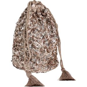 Maya Deluxe Womens Sequin Handbag Ladies Sequin Bag for Bridesmaids Sparkling Drawstring Coin Purse Pouch for Evening Prom Party, Embrayage aux femmes, Taupe Blush,(Taupe Blush)
