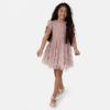 Maya Deluxe Girl&rsquo;s Dress Sequin Sparkling Party Flower Short Sleeve Midi Wedding Guest Tutu Frilly Kids Childrens Prom(Frosted Pink)