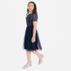 Maya Deluxe Robe Midi pour Fille avec Paillettes pour Mariage, Anniversaire, Demoiselle d&rsquo;honneur(Bleu Marine)