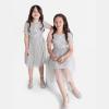 Maya Deluxe Robe Midi pour Fille avec Paillettes pour Mariage, Anniversaire, Demoiselle d&rsquo;honneur(Gris Clair)