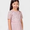 Maya Deluxe Robe Midi pour Fille avec Paillettes pour Mariage, Anniversaire, Demoiselle d&rsquo;honneur(Rose Givré.)