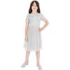 Maya Deluxe Robe Midi pour Fille avec Paillettes pour Mariage, Anniversaire, Demoiselle d&rsquo;honneur(Gris Clair)
