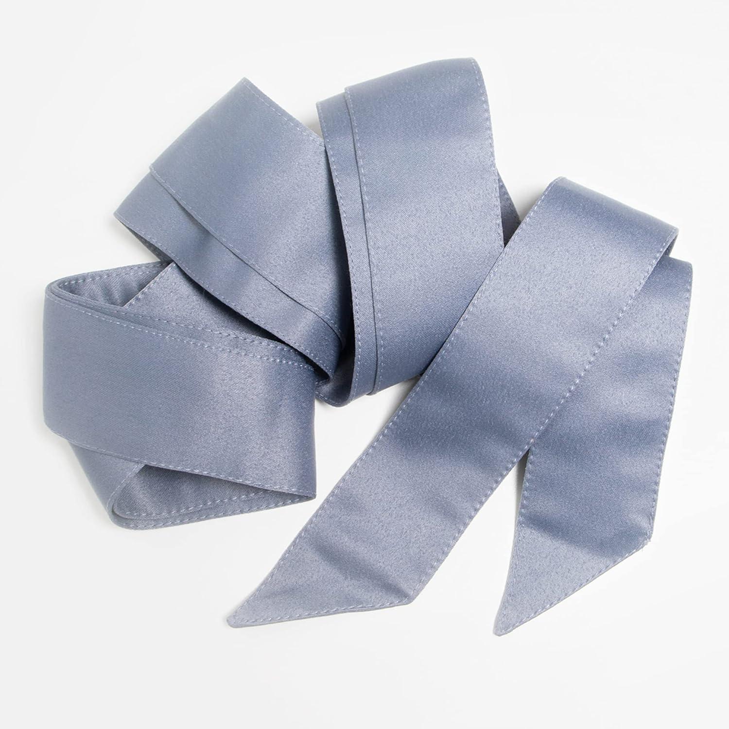 image:imageMaya Deluxe Womens Sash Belt Ladies Satin Sash Waist Tie Ribbon Bow Accessory for Bridesmaids Bridal Wedding Prom Evening Occasion ceinture De las mujeres Dusty Blue SM