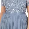 Maya Deluxe Womens Sash Belt Ladies Satin Sash Waist Tie Ribbon Bow Accessory for Bridesmaids Bridal Wedding Prom Evening Occasion, ceinture De las mujeres, Dusty Blue, S-M