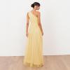 Womens Ladies Maxi One Cold Shoulder Dress with Slit Split Sleeveless Prom Wedding Guest Bridesmaid Ball Evening Gown(Butter Yellow)
