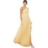 Womens Ladies Maxi One Cold Shoulder Dress with Slit Split Sleeveless Prom Wedding Guest Bridesmaid Ball Evening Gown(Butter Yellow)